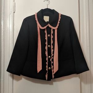 Modcloth Black and Pink Ruffle Jacket